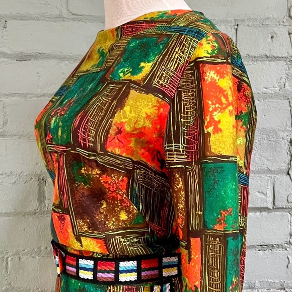 Vintage 60s Psychedelic Print Maxi Dress - Picture 5 of 10